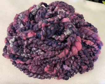 Hand Spun 2 Ply Blue Pink Silver Sparkle Yarn