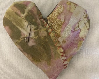 Heart Lavender Sachet Hand Embroidered Rustic Eco Printed (02)