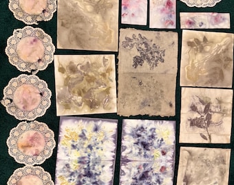 Lote de 6 piezas de arte de técnica mixta sobre papel impreso ecológico
