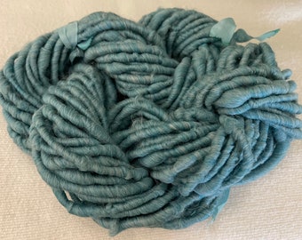 Hand Spun Core Spun Aqua Blue Merino Wool Alpaca Yarn