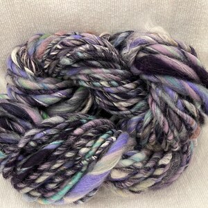 REDUCED PRICE!  Hand Spun Single Ply Purple Aqua White Yarn Soft