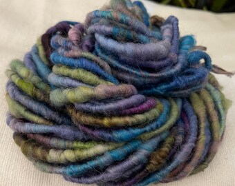 Hand Spun Hand Dyed Core Spun Blue Green Purple Yarn