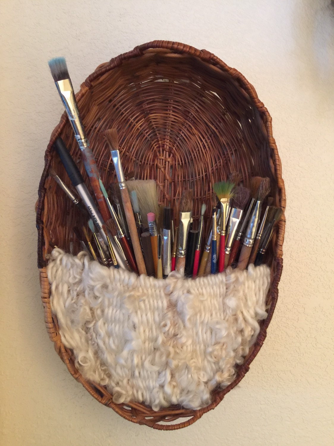 Wall Pocket Basket Straw Basket Hand Woven Wool Pocket Hand Etsy