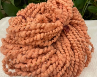 Hand Spun Core Spun 2 Ply Peach Sparkle Art Yarn