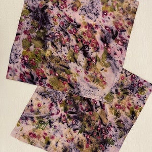 Eco Dyed Natural Dyed Set of 2 Cotton Cocktail  Napkins Vintage Set