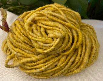 Hand Spun Core Spun Lemon Yellow Sparkle Yarn