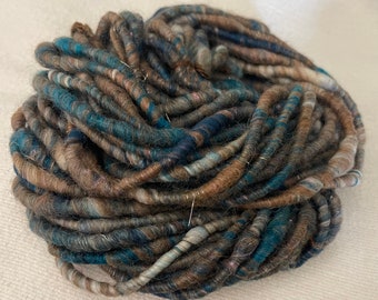 Hand Spun Core Spun Yarn Brown Turquoise White