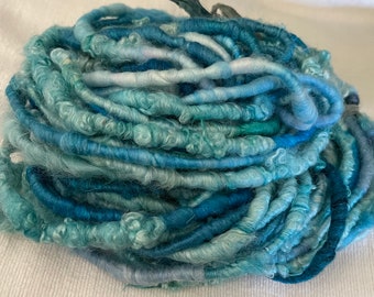 Hand Spun Core Locks Blue Aqua Turquoise Art Yarn