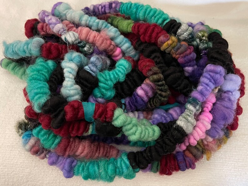 Hand Spun Core Spun Multi Color Coiled Art Yarn Jumbo image 1