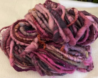 Hand Spun Core Spun Pinks Purples Locks Yarn