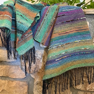 Hand Woven  Saori Table Runner Wall Hanging Rug Weaving