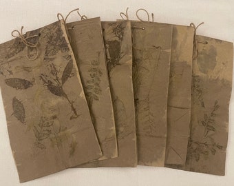 Eco Printed brown Paper Bags Gift Bags Set of 6