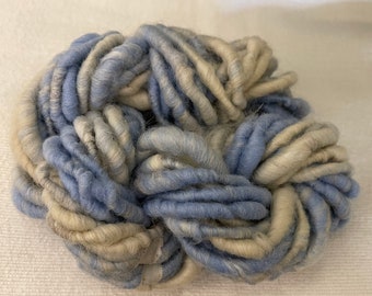 Hand Spun Core Spun Light Blue White Beige Yarn