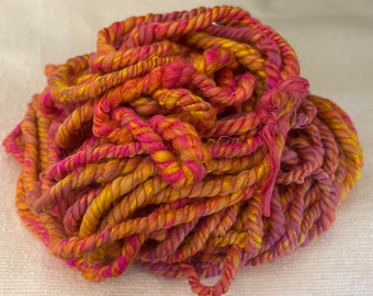 Hand Spun 3 Ply Pink Yellow Yarn