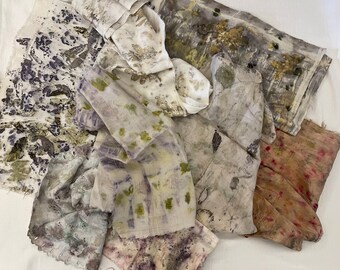 8 Pieces Eco Dyed Fabric Natural Dyed Sewing Silk Cotton Quilting Mixed Media