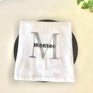 Custom Monogrammed Tea Towel, Personalized Kitchen Decor, Custom Modern Tea Towel, Personalized Dish Towel, Custom Housewarming Gift