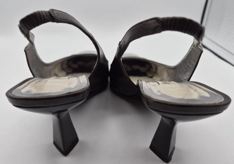 Vintage Bruno Magli Copland Black/Brown Patent Leather Slingback Heels Size 8C Bild 4