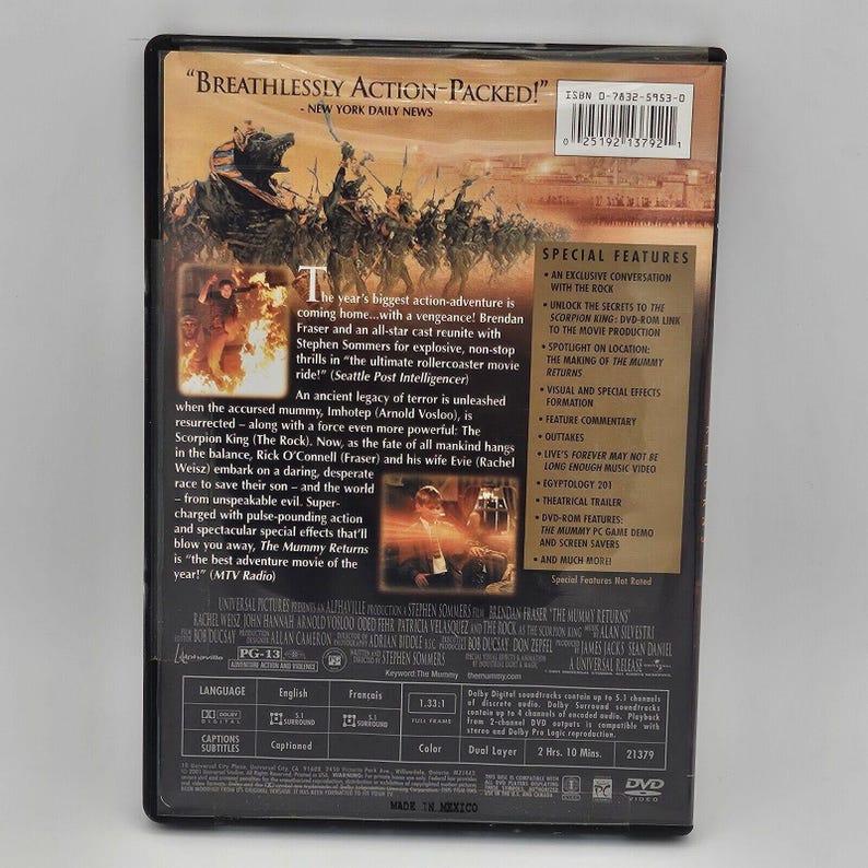 The Mummy Returns DVD. Widescreen. New and Sealed Brendan Fraser - Etsy