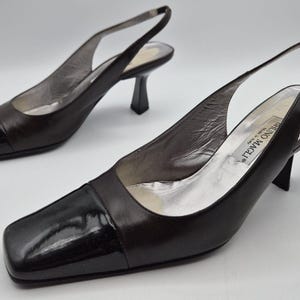Vintage Bruno Magli Copland Black/Brown Patent Leather Slingback Heels Size 8C Bild 2
