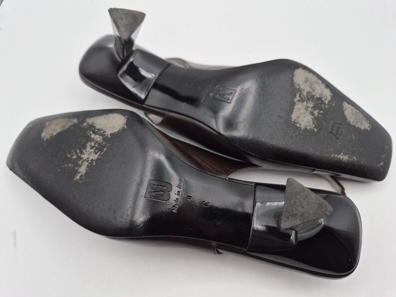 Vintage Bruno Magli Copland Black/Brown Patent Leather Slingback Heels Size 8C Bild 6