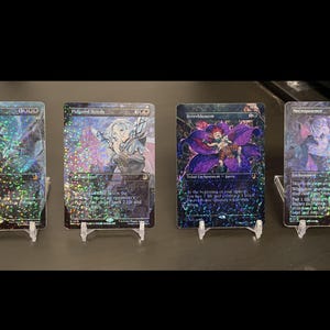Set of 4 Confetti Foil Proxy Cards- Black Mana- Gloss Finish- Very Sparkly