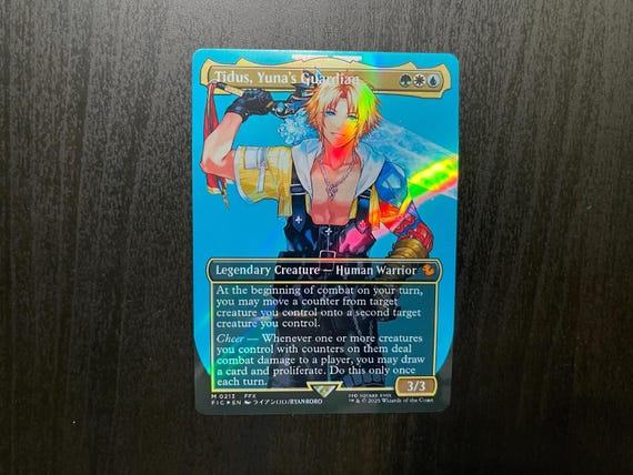 FF X MTG Holo Foil Proxy Card - Tidus, Yuna's Guardian - Diagonal