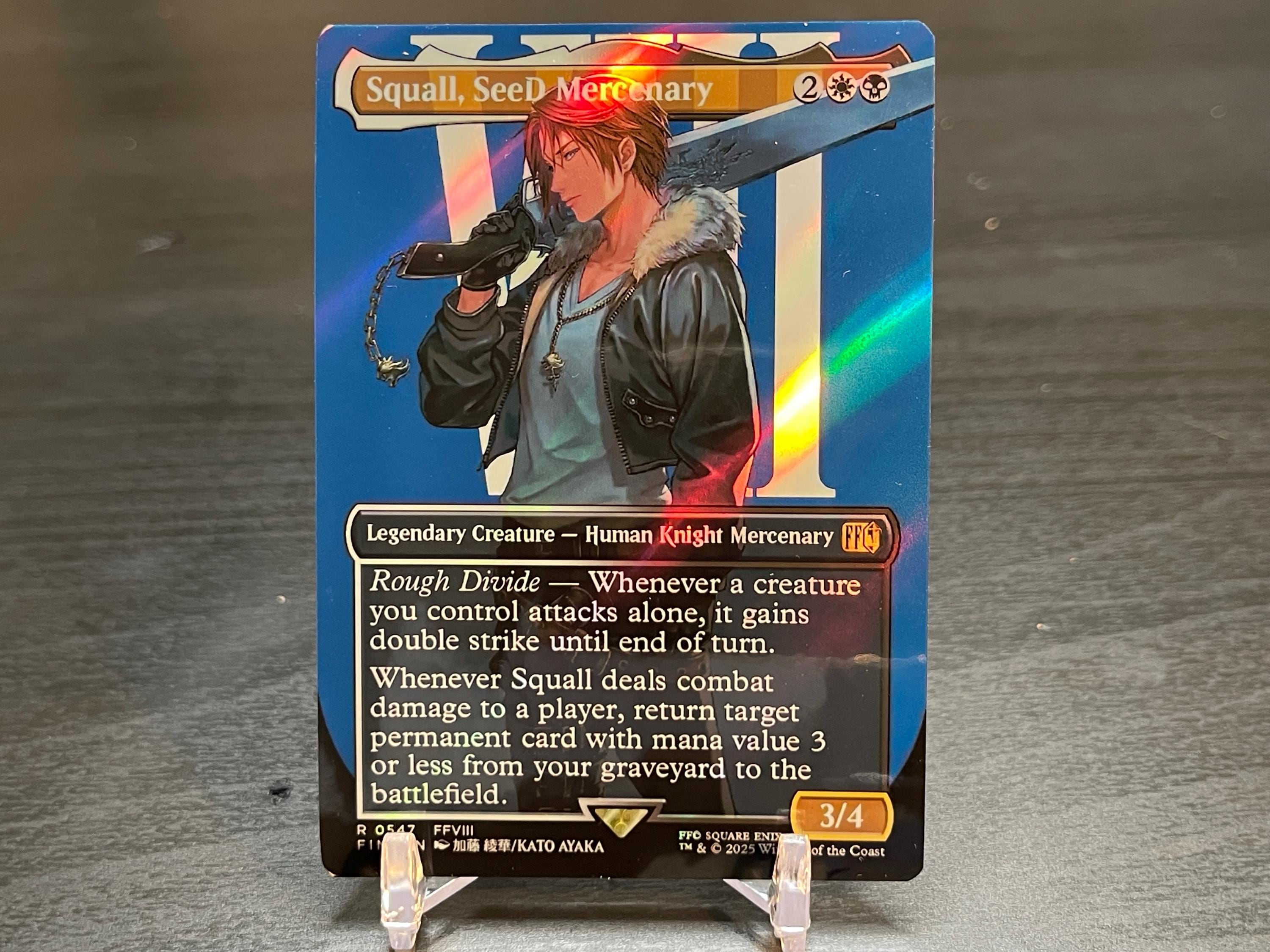 FF X MTG Holo Foil Proxy Card - Squall, Seed Mercenary - Diagonal