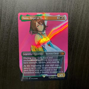 FF x MTG Holo Foil Proxy Card - Yuna, Hope of Spira - Diagonal Rainbow Holo Foil Proxy Card - Gloss Finish -