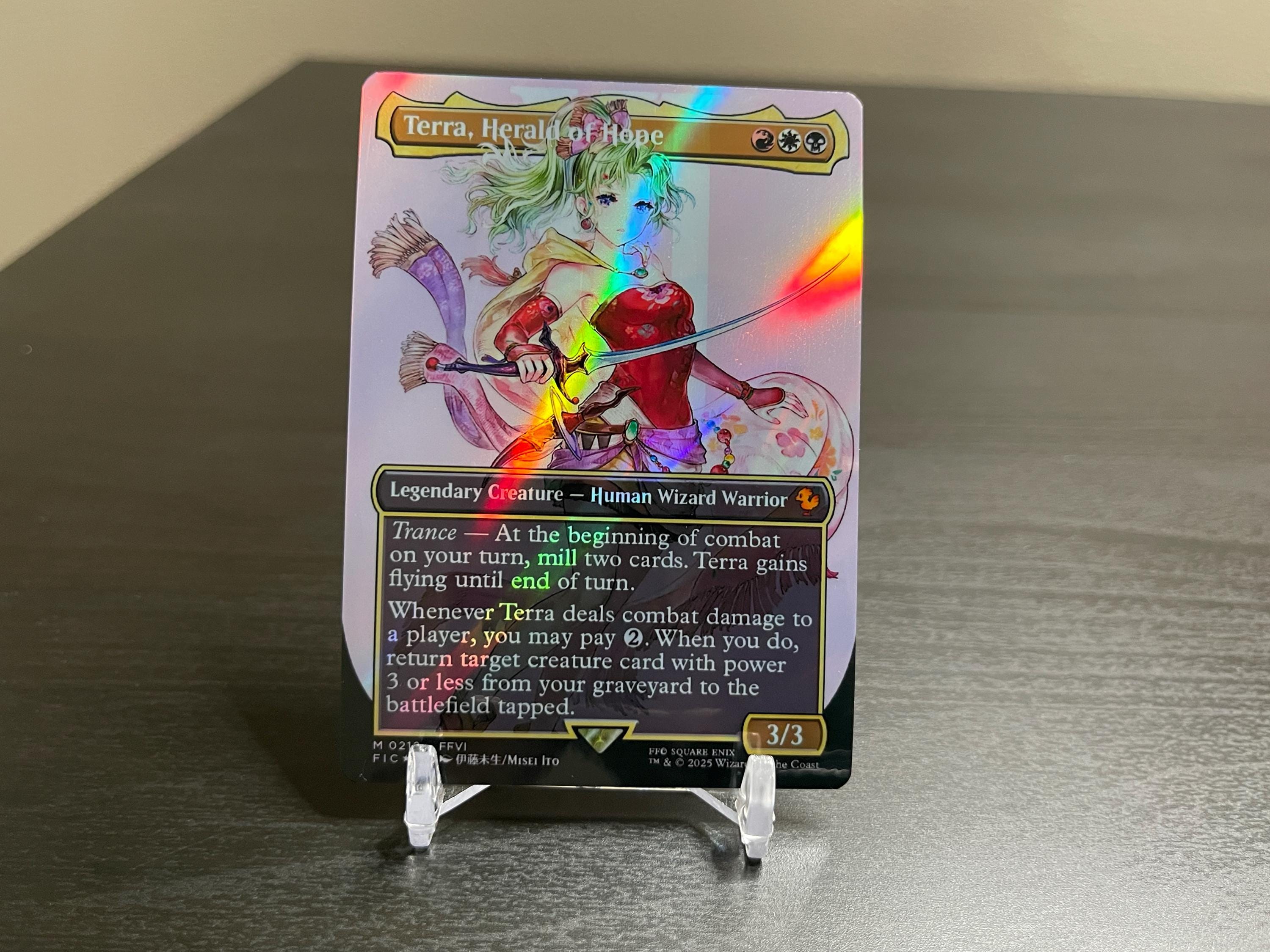 FF X MTG Holo Foil Proxy Card - Terra, Herald of Hope - Diagonal