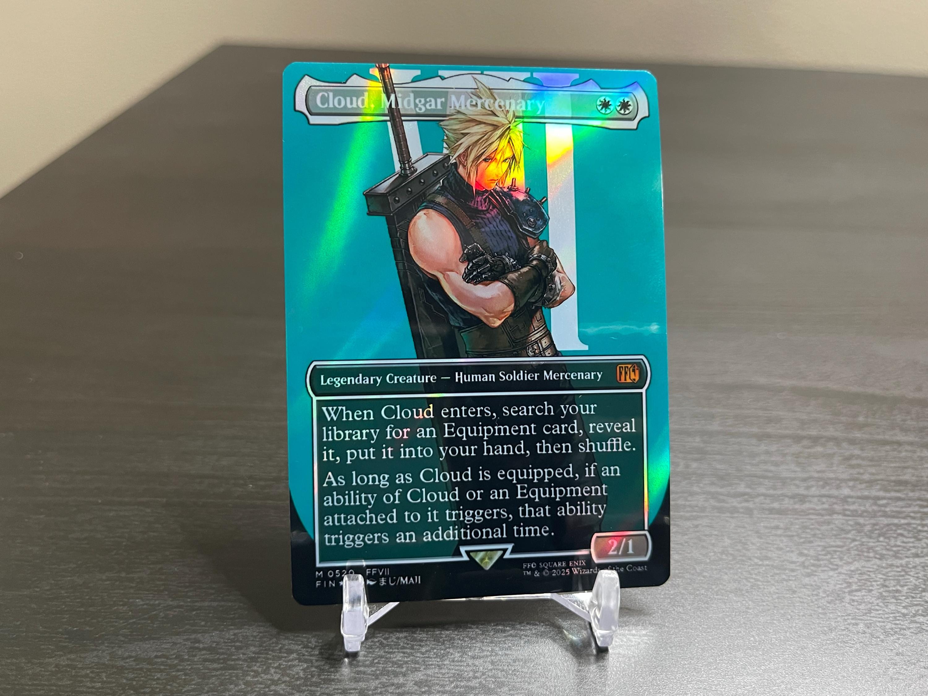 FF X MTG Holo Foil Proxy Card - Cloud, Midgar Mercenary - Diagonal