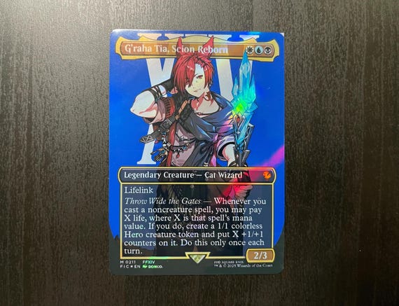 FF X MTG Holo Foil Proxy Card - G'raha Tia- Scion Reborn