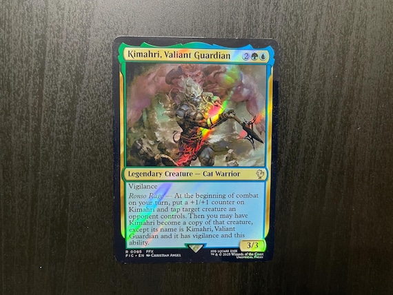 FF X MTG Holo Foil Proxy Card - Kimahri- Valiant Guardian (gold Border)-  Diagonal Rainbow Holo Foil Proxy Card - Gloss Finish - - Etsy