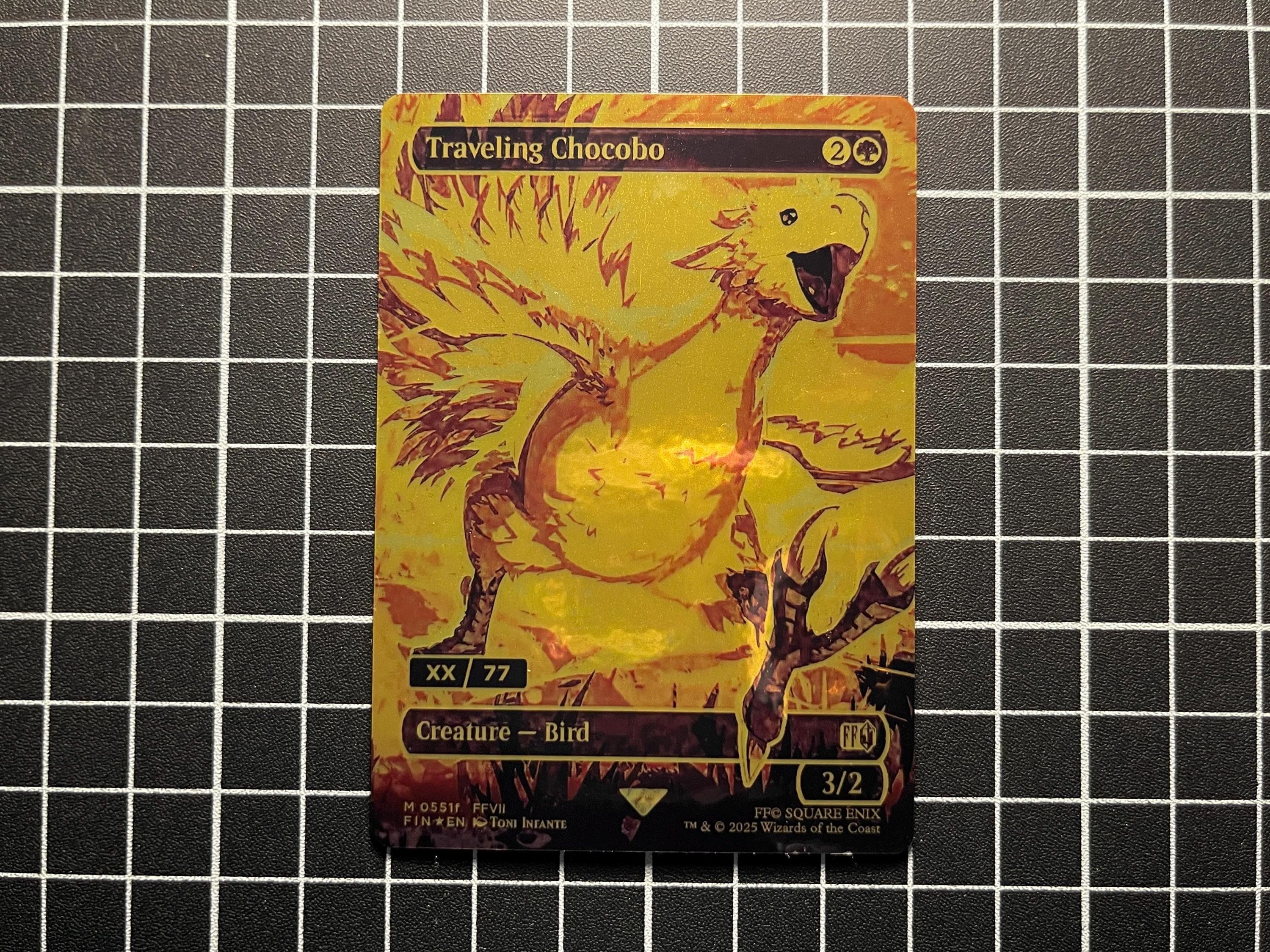FF X MTG Holo Foil Proxy Card - Traveling Chocobo - Gold Foil