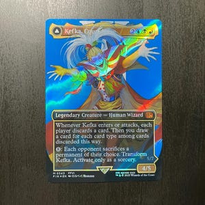 FF x MTG Holo Foil Proxy Card - Kefka, Court Mage - Diagonal Rainbow Holo Foil Proxy Card - Gloss Finish -