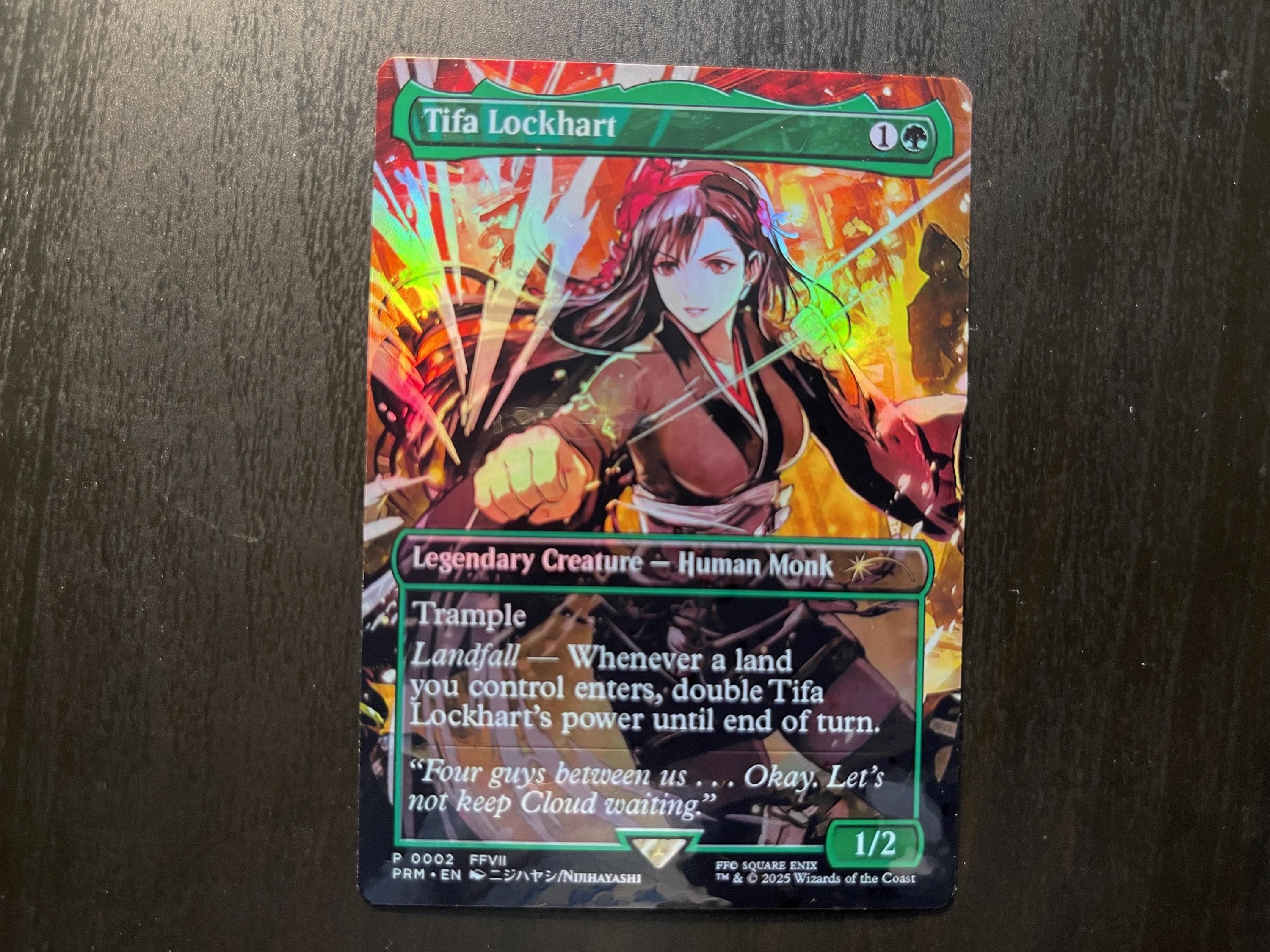 Tarjeta de Proxy Holográfica FF x MTG - Arte Alternativo de Tifa Lockhart - Tarjeta de Proxy Holográfica - Acabado Brillante -