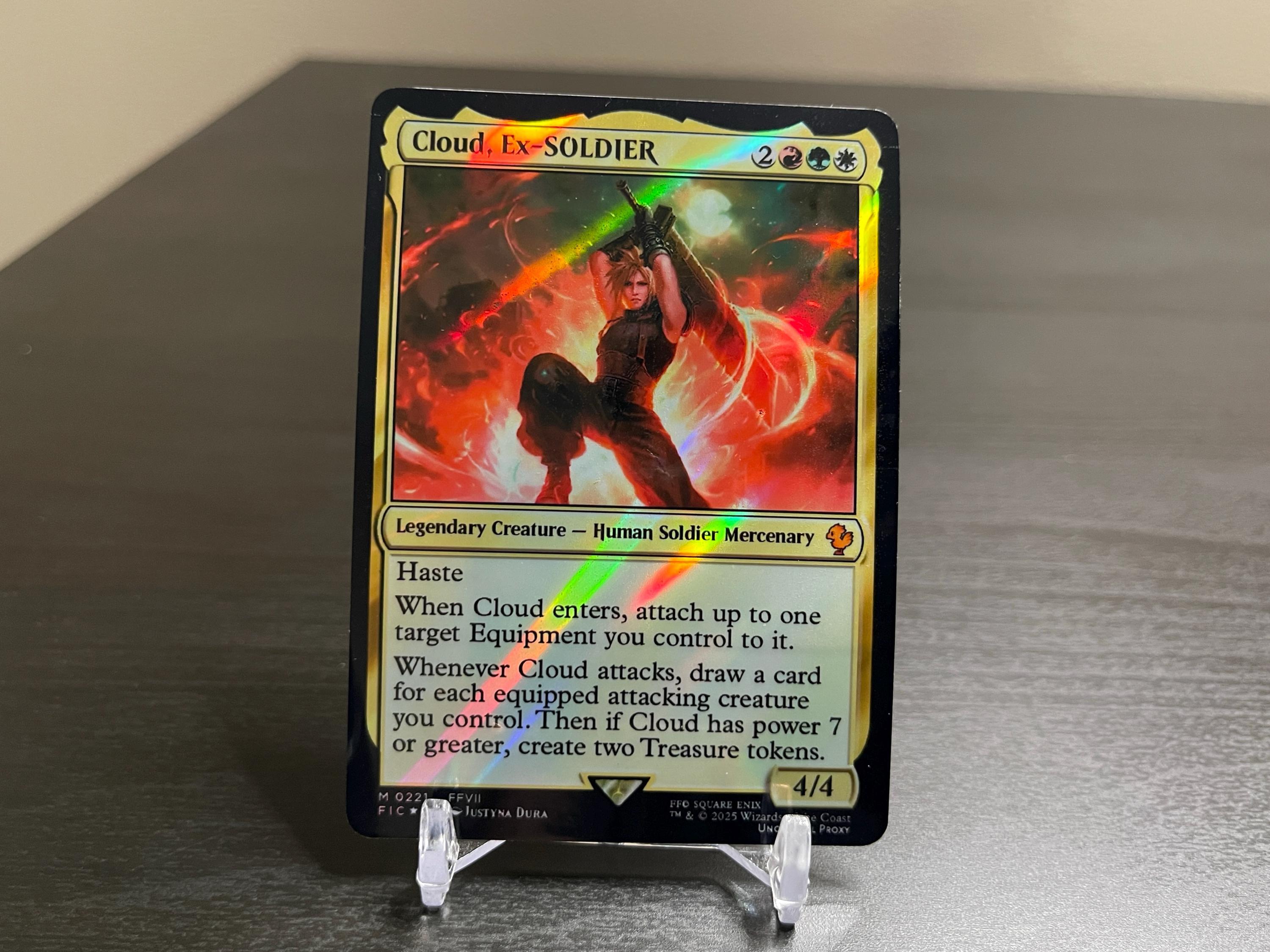 FF X MTG Holo Foil Proxy Card - Cloud, Ex-soldier (gold