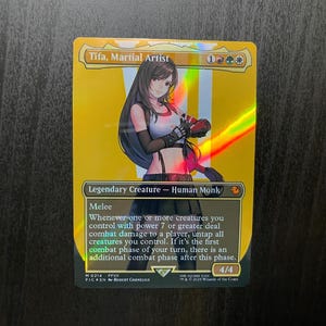 FF x MTG Holo Foil Proxy Card - Tifa, Martial Artist - Diagonal Rainbow Holo Foil Proxy Card - Gloss Finish -