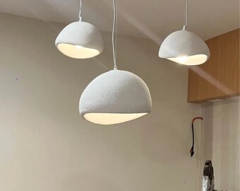Handmade LED pendant lights with a Nordic Wabi Sabi design perfect for dining rooms | living rooms | bars and Japanese style bedrooms.