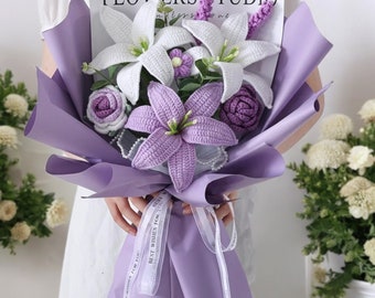 Fiori all'uncinetto|Regalo per la festa della mamma|Bouquet di gigli all'uncinetto|Regalo di compleanno|Bouquet di fiori all'uncinetto|Regali per la mamma|Regali per la fidanzata