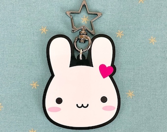 Bunny and Flower Acrylic Keychain, Kawaii Rabbit Keychain, Spring ...