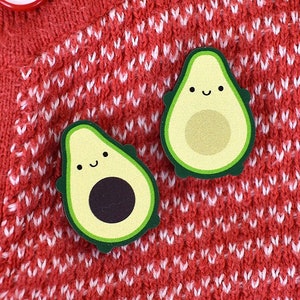 Kawaii Avocado BFF Wooden Pins/Brooches