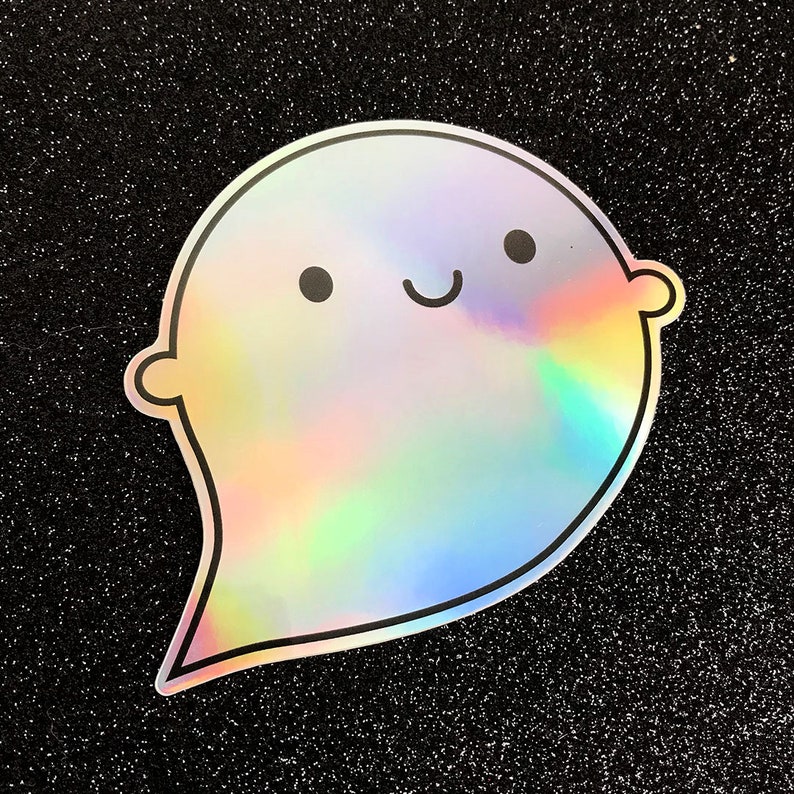 Holographic Ghost Kawaii Stickers Etsy