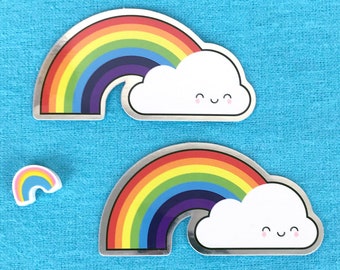 Kawaii Rainbow & Cloud Metallic Vinyl Stickers