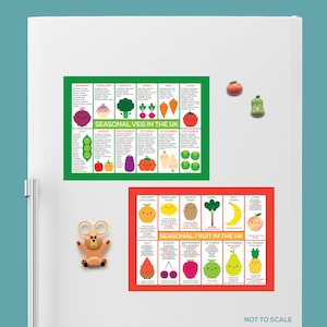 Tableaux/aimants sur les aliments saisonniers du Royaume-Uni Fruits et légumes kawaii image 4