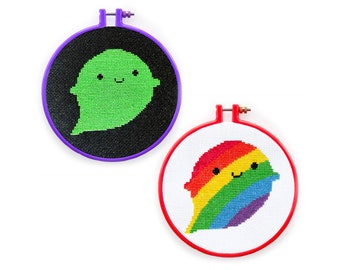 Kawaii Halloween Ghost Cross Stitch Pattern - PDF CHART