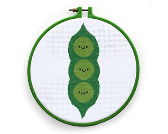 Kawaii Peas in a Pod Cross Stitch Pattern - PDF CHART