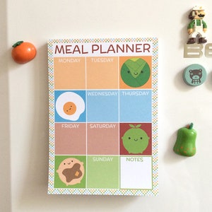 Kawaii Meal Planner & Shopping List Set of 2 Magnetic Fridge Pads image 8