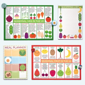 Kawaii Meal Planner & Shopping List Set of 2 Magnetic Fridge Pads image 5