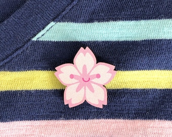 Sakura Kirschblüte Kawaii Holz Pin/Brosche