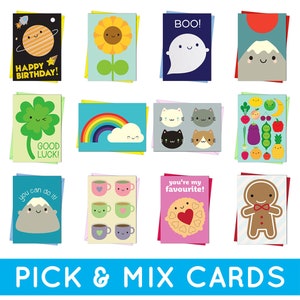 Choisissez et mélangez des cartes Kawaii - Anniversaire, salutations, félicitations, bonne chance
